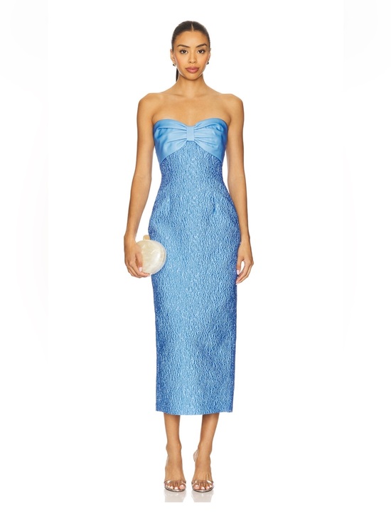 sau lee Dresses & Skirts - Sau Lee Jackie Blue Strapless Midi Dress